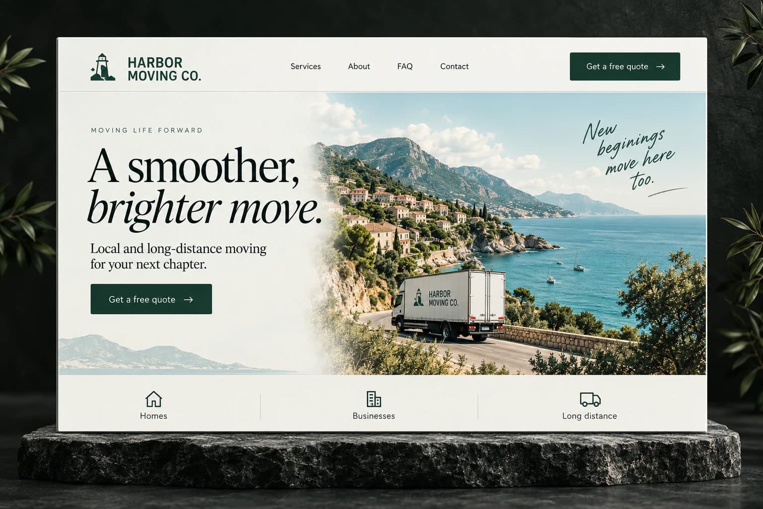 Harbor Moving Co.: movers website concept, A smoother, brighter move.