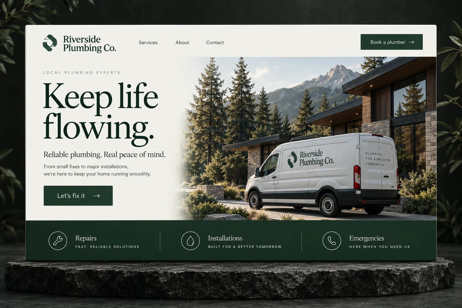 Riverside Plumbing Co.: plumbers website concept, Keep life flowing.
